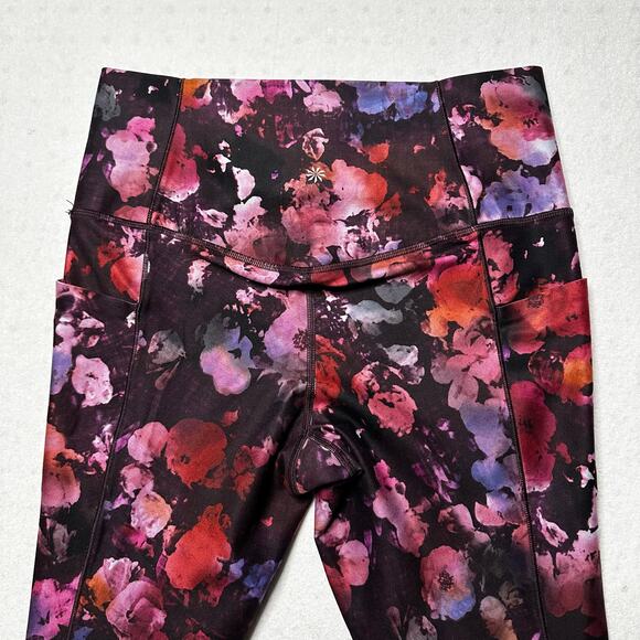 Athleta Salutation Stash Floral Leggings Medium High Rise Pockets - Picture 8 of 10
